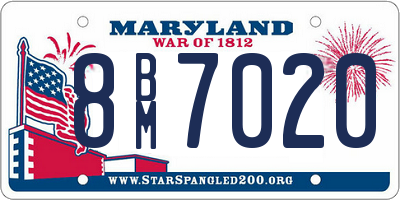 MD license plate 8BM7020