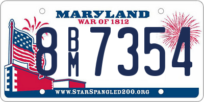 MD license plate 8BM7354