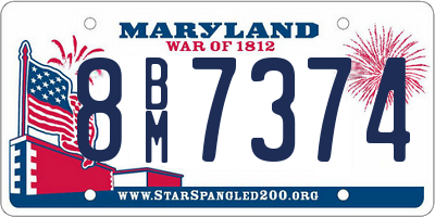 MD license plate 8BM7374