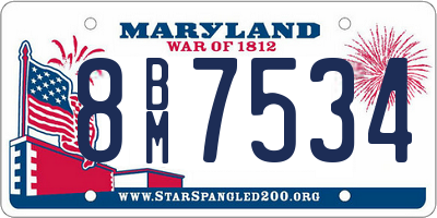 MD license plate 8BM7534