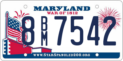 MD license plate 8BM7542