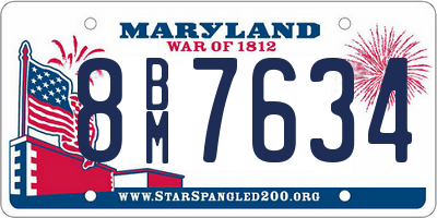 MD license plate 8BM7634