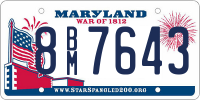 MD license plate 8BM7643