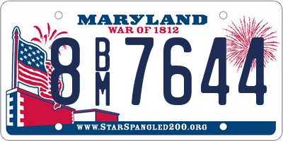 MD license plate 8BM7644