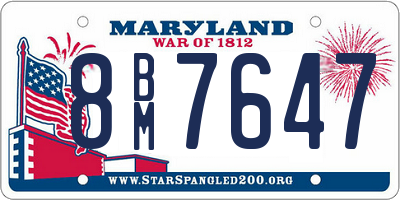 MD license plate 8BM7647