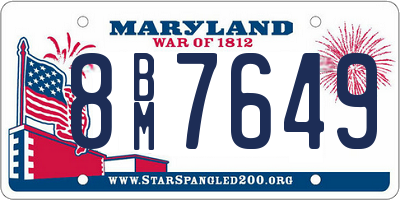 MD license plate 8BM7649