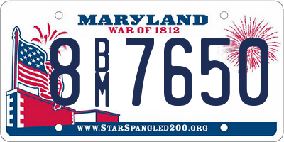 MD license plate 8BM7650