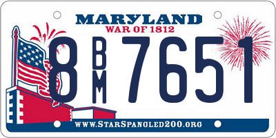 MD license plate 8BM7651