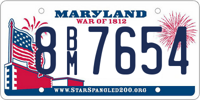 MD license plate 8BM7654