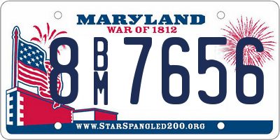 MD license plate 8BM7656