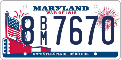 MD license plate 8BM7670