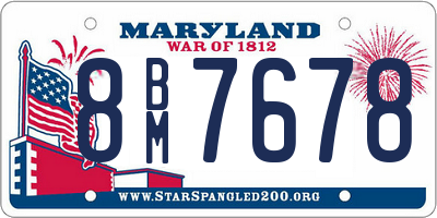 MD license plate 8BM7678