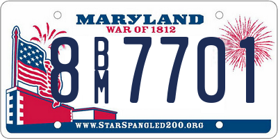 MD license plate 8BM7701