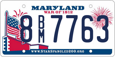 MD license plate 8BM7763