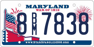 MD license plate 8BM7838