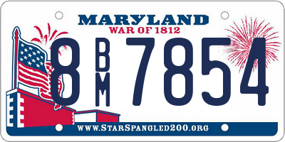 MD license plate 8BM7854