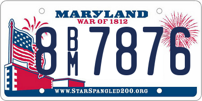 MD license plate 8BM7876