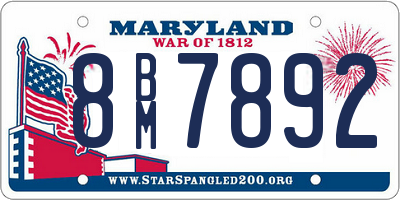 MD license plate 8BM7892