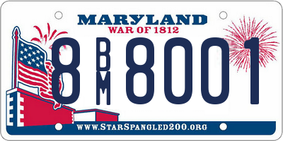 MD license plate 8BM8001