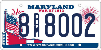 MD license plate 8BM8002