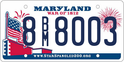 MD license plate 8BM8003