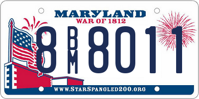 MD license plate 8BM8011