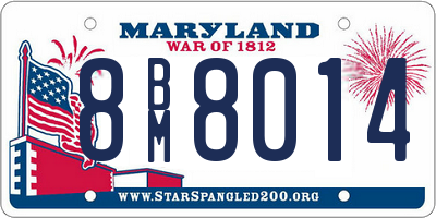 MD license plate 8BM8014