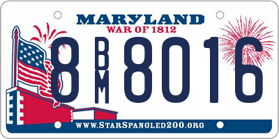 MD license plate 8BM8016