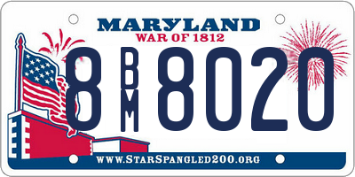 MD license plate 8BM8020