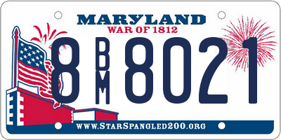 MD license plate 8BM8021