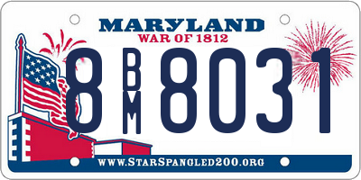 MD license plate 8BM8031