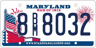 MD license plate 8BM8032