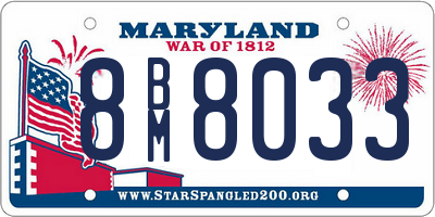 MD license plate 8BM8033