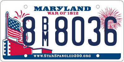 MD license plate 8BM8036