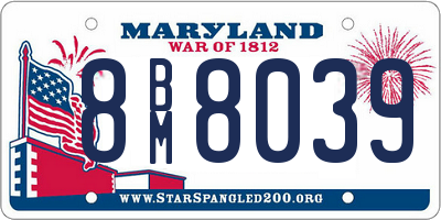 MD license plate 8BM8039