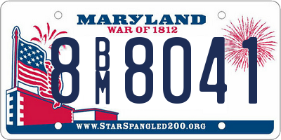 MD license plate 8BM8041