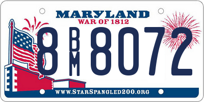 MD license plate 8BM8072