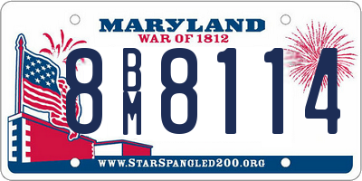 MD license plate 8BM8114
