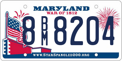 MD license plate 8BM8204