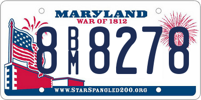 MD license plate 8BM8278