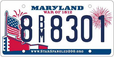 MD license plate 8BM8301