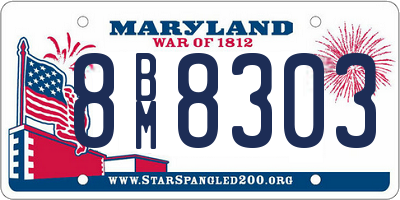 MD license plate 8BM8303