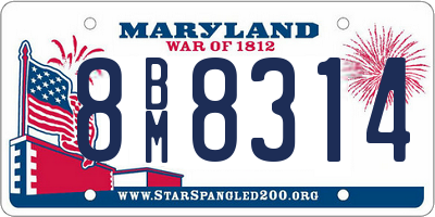 MD license plate 8BM8314