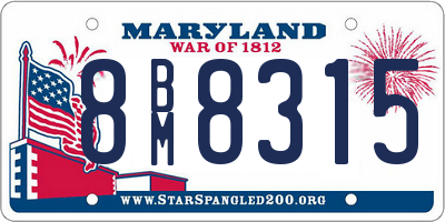 MD license plate 8BM8315