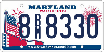 MD license plate 8BM8330