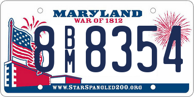 MD license plate 8BM8354