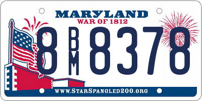 MD license plate 8BM8378