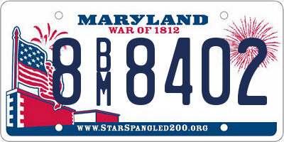 MD license plate 8BM8402