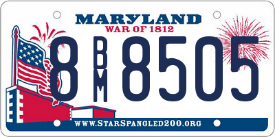 MD license plate 8BM8505
