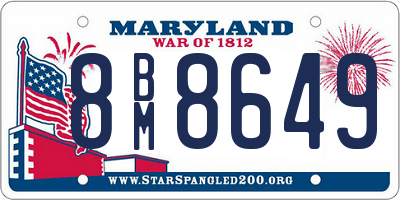 MD license plate 8BM8649